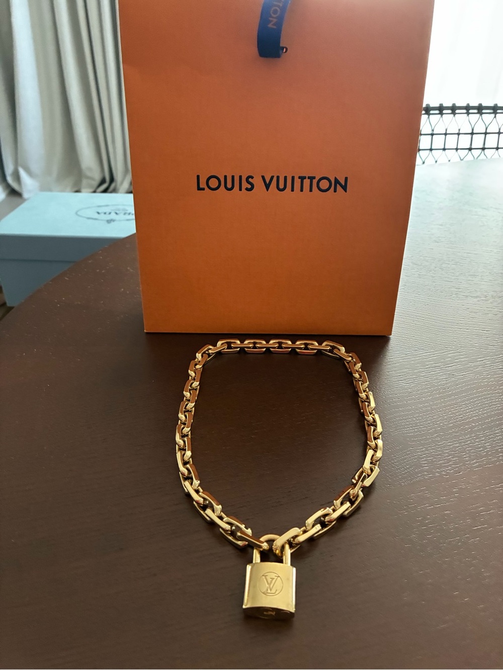 Louis Vuitton Cadenas Padlock Chain Necklace – Gold Tone – Authentic LV